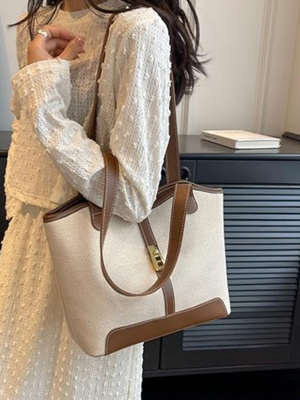 Neiman Marcus Vegan Leather Beach Bucket Bag